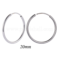 Rhodinierte 925 Sterling Silber Creolen endlose kleine Unisex Creolen 20mm vergoldete Huggie Creolen für Frauen Männer JE1076A-03