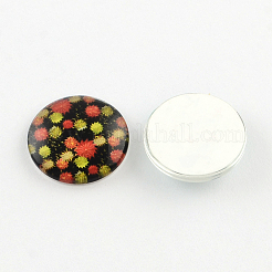 Halbrund / Kuppel Muster photo Glas Klebstein BlumeCabochons für DIY-Projekte GGLA-Q037-12mm-43