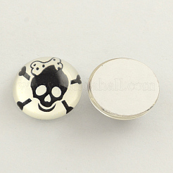 Totenkopf-Muster bedruckten Glashalbrund Cabochons GGLA-Q032-25mm-02E