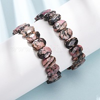Натуральные браслеты из граненых бусин родонита на эластичной основе для женщин&nbsp;BJEW-K251-07H
