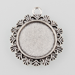 Tibetischer Stil Legierung Blume Anhänger Fassungen TIBEP-M022-53AS