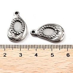 201 Cabochon-Fassungen für Anhänger aus Edelstahl STAS-Z057-12AS