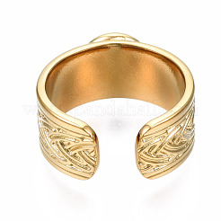 Offener Manschettenfingerring aus Edelstahl 304 mit Cabochon-Fassungen STAS-T060-05G