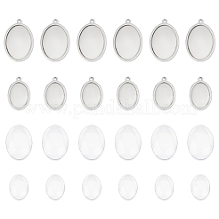 12 Stück 2 Stile 304 Edelstahl Anhänger Cabochon Einstellungen STAS-UN0053-07