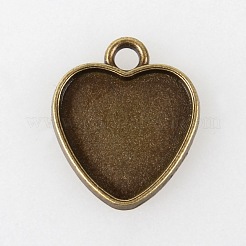 Vintage tibetischen Stil Legierung Herz Anhänger Cabochon Fassungen TIBEP-M018-144AB-NF
