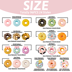 96 Stück 24 Arten undurchsichtige Harz-Donut-Cabochons RESI-TA0001-64