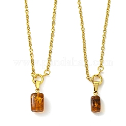 Кулон в форме куба из натурального янтаря&nbsp;NJEW-JN06064