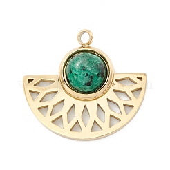 Ionenplattierung (IP) 304 Edelstahlanhänger mit synthetischem Sesamjaspis-Cabochon STAS-K237-08G-02