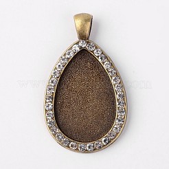 Teardrop tibetischen Stil Legierung Anhänger Cabochon Fassungen PALLOY-L164-03-NF