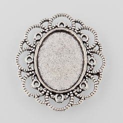 Tibetischer Stil Legierung blumenTräger Fassungen für Cabochon X-TIBE-M021-08AS