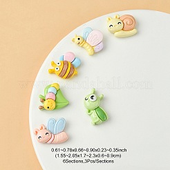 18 Stück 6 Stile aus undurchsichtigem Harz mit niedlichen Insekten-Cabochons RESI-YW0001-54