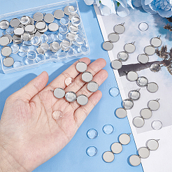 20 Stück Cabochon-Fassungen für Anhänger aus 304 Edelstahl STAS-UN0050-51