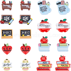 36 Stück 9 Stile Lehrertag Thema undurchsichtige Harz Cabochons CRES-SC0002-73