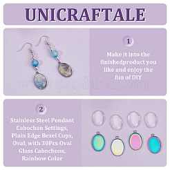 30 Stück Ionenplattierung (IP) 304 Edelstahl Anhänger Cabochon-Einstellungen STAS-UN0049-14