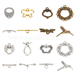 48 Stück 8 Stile tibetischen Stil Legierung Knebelverschluss Strass Einstellungen FIND-PH0020-10