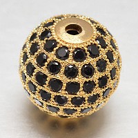 CZ латунные микро проложить кубического циркония круглых бусин&nbsp;ZIRC-L017-10mm-06G