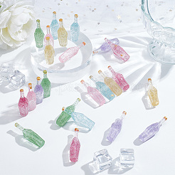 24 Stück 6 Farben Dummy-Flasche transparent Harz Cabochon RESI-OC0001-58