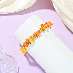 Браслеты из натурального янтаря и немагнитного синтетического гематита для женщин.&nbsp;BJEW-JB13744