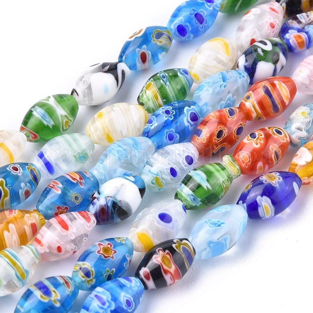 Wholesale Oval Handmade Millefiori Glass Beads Strands Pandahall