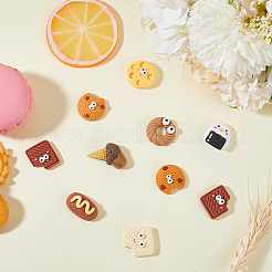 64 Stück 8 Stile Spiel Essen Thema opake Harz Decoden Cabochons RESI-SC0005-87