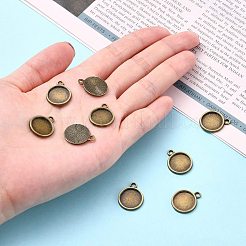 Flache runde Legierung Anhänger Fassungen X-PALLOY-N0088-38AB-NF