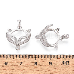 925 Sterlingsilber-Mikropavé mit klaren Zirkonia-Anhänger-Cabochon-Fassungen STER-N016-45P