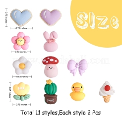22pcs 11 Arten undurchsichtige nette Harzcabochons JX229A