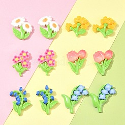 12 Stück 6 Stile undurchsichtige Harz-Decoden-Cabochons RESI-FS0001-68