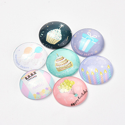 Cabochons aus bedrucktem Glas mit flachem Rücken X-GGLA-Q056-015-25mm