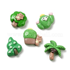Undurchsichtige Harz-Cabochons mit Pflanzenmotiv RESI-Q228-04