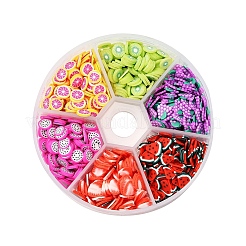 1800 Stück 6 Stil Obst Thema handgemachte Fimo Nail Art Dekoration CLAY-YW0001-22