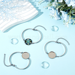 5 Stück 304 Edelstahl flache runde Cabochon-Fassung Armbänder DIY-BBC0001-72