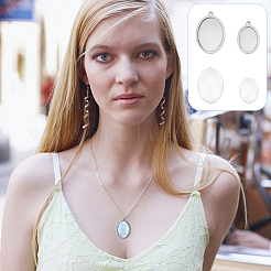 12 Stück 2 Stile 304 Edelstahl Anhänger Cabochon Einstellungen STAS-UN0053-07