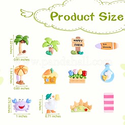 36 Stück sortiert Sommer Strand Schleim opak Harz Cabochons Palme Ente Harz Cabochon Flatback Cartoon Surfen Verzierungen für DIY Handwerk Scrapbooking Handyhülle Dekor JX284A