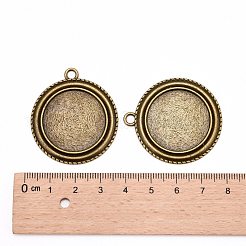 Tibetischen Stil Anhänger cabochon Fassungen mit antiken metallic Farbe und erhöht Skulptur sind voller Retro-Stil X-TIBEP-M018-139AB-NF
