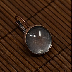 Cabochon-Abdeckung aus klar gewölbtem Glas und Fassungen für den Ohrring aus Messing für Heimwerker DIY-X0160-R-NR