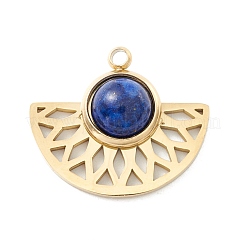 Ionenplattierung (IP) 304 Edelstahlanhänger mit synthetischem Lapislazuli-Cabochon STAS-K237-08G-01