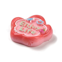 Blume Cartoon Wort genießen Sie das Leben undurchsichtige Harz Decoden Cabochons RESI-R447-02D