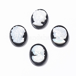 Natürlich gefärbte und erhitzte schwarze Achat-Kamee-Cabochons G-L556-E