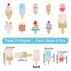50 Stück 10 Stile undurchsichtige Harz-Decoden-Cabochons CRES-SC0002-43