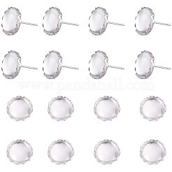 Pandahall Elite 30 Stk. 12 mm flache runde Messing Ohrstecker Cabochon Einstellung Pfosten Tasse mit 30 Stk. 12 mm Klarglas Cabochons für Ohrring DIY Schmuck Handwerk DIY-PH0020-31P