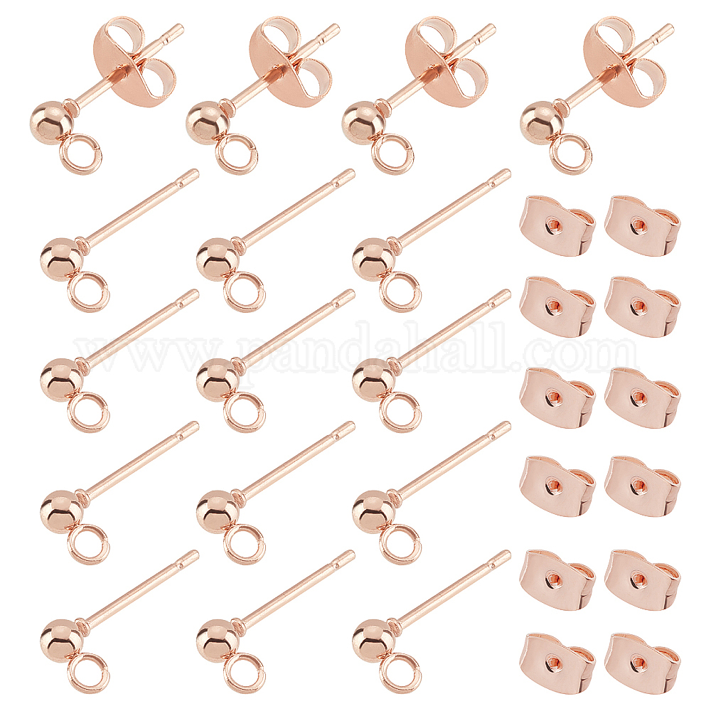 Shop UNICRAFTALE 30Pcs Rose Gold Ball Stud Earring Findings 304