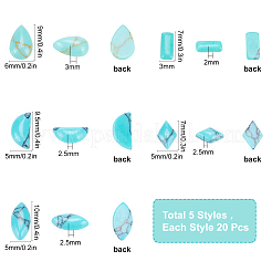 100 Stück synthetische türkisfarbene Cabochons in 5 Stilen G-SC0002-26