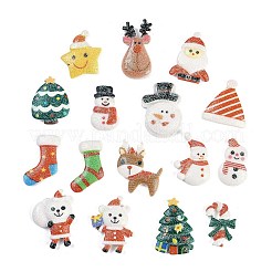 Deko-Cabochons aus undurchsichtigem Harz mit Weihnachtsmotiv RESI-M050-02