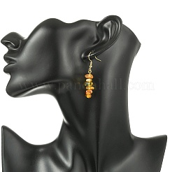 Серьги-подвески из натурального янтаря&nbsp;EJEW-JE07018