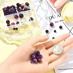 4 стиль натуральный полосатый агат/полосатый агат бусины нити&nbsp;G-YW0001-85