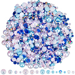 2 Beutel ABS-Kunststoff-Imitationsperle mit Harz-Strass-Cabochon MRMJ-SC0001-20B