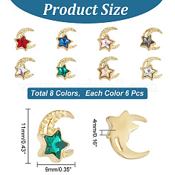 48 Stück Cabochons aus hellgoldfarbener Legierung in 8 Farben MRMJ-HY0002-47