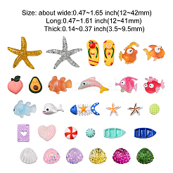 Cabochons aus undurchsichtigem Harz mit Meeresmotiven RESI-CJC0012-06