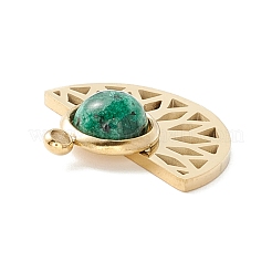 Ionenplattierung (IP) 304 Edelstahlanhänger mit synthetischem Sesamjaspis-Cabochon STAS-K237-08G-02